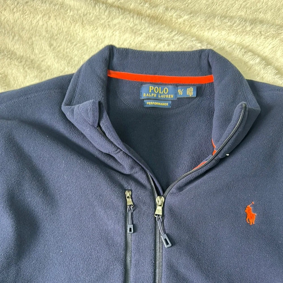 Polo Ralph Lauren Blue Lightweight Fleece jacket with Red Logo - Picture 2 of 5